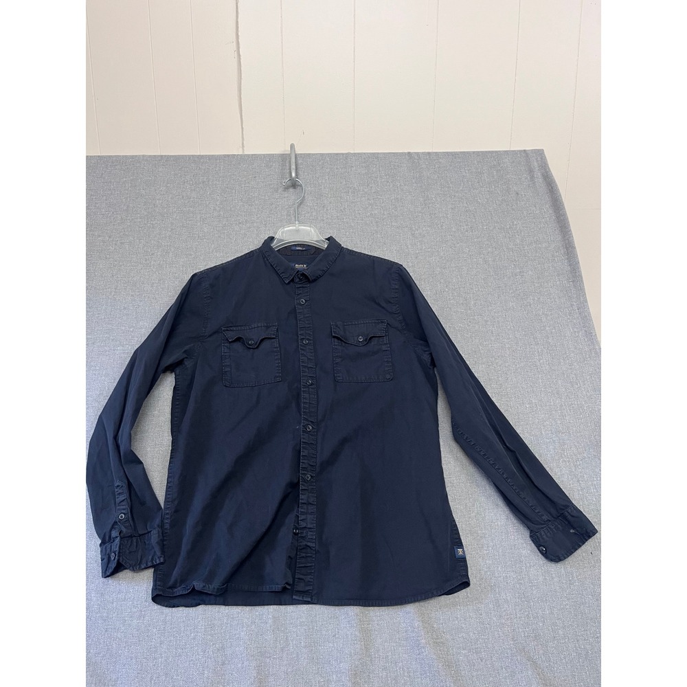 Roark Revival Mens Black Cotton Long Sleeve Button Down Utility Shirt Large L